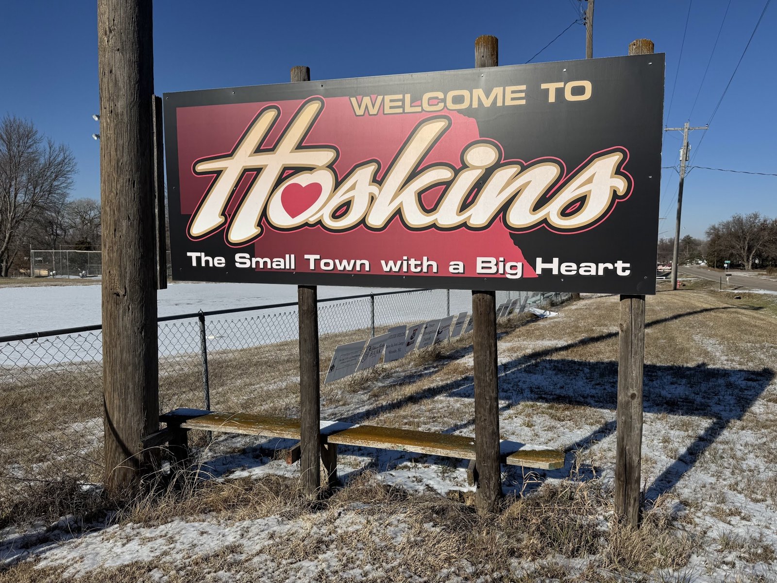 Welcome to Hoskins sign, Hoskins, Nebraska