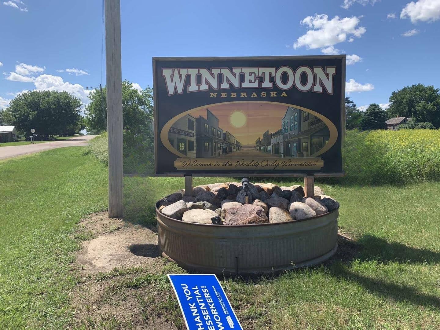 Winnetoon town sign, Winnetoon, Nebraska