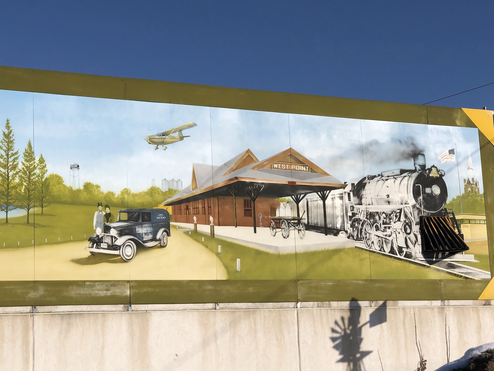 Depot and train mural, West Point, Nebraska Depot and train mural, West Point, Nebraska